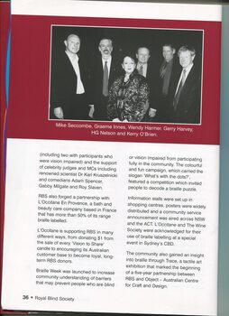 Update on fundraising undertaken throughout the year with image of Mike Seccombe, Graeme Innes, Wendy Harmer, Gerry Harvey, HG Nelson and Kerry O'Brien