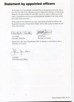Appointed officer’s statement for accounts ended this financial year