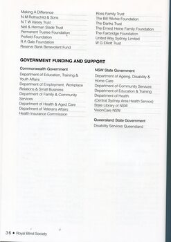 Trusts and Foundation support and Government Funding and Support received