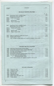 Price list of items available from RNIB