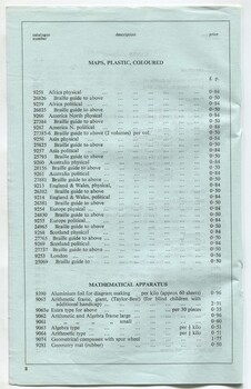 Price list of items available from RNIB