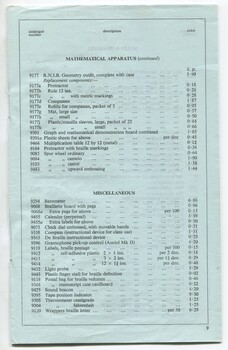 Price list of items available from RNIB