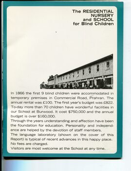 Information on the opening of the institute with image of accommodation block at Burwood