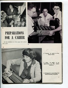 Lynese packaging sugar, John as a motor apprentice and Margaret operating a hand-knitting machine
