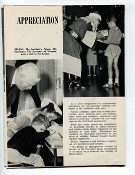 Sir Rohan Delacombe watches a schoolboy make his mark with help from a nurse and Santa handing out a present to a schoolboy