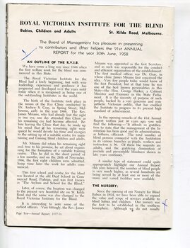 Board of Management report for the year ended 1958