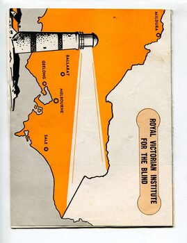 Map of Victoria with lighthouse beaming across to state border with Mildura, Ballarat, Geelong, Melbourne and Sale shown