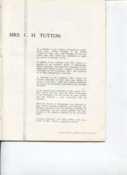 Profile of Alberta Tutton and her decision to retire on 28 August 1957