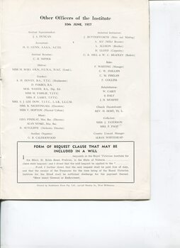 Other officers of the Institute and Form of Bequest