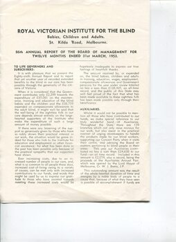 Board of Management report for the year ended 1953
