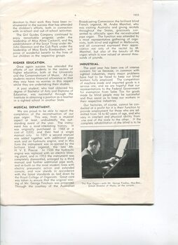 Board of Management report for the year ended 1953 and George Findlay playing the organ