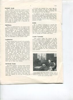 Board of Management report for the year ended 1953 and man listening to talking book player that uses records