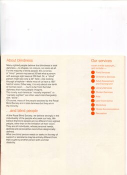 About blindness and a list of services provided