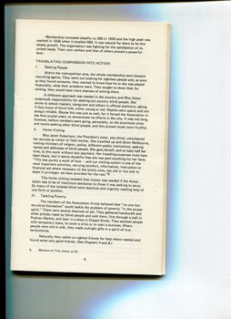 Background and overview of the formation of the Association for the Advancement of the Blind
