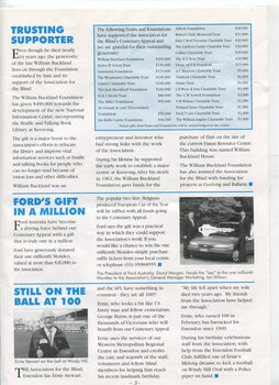 Articles 'Trusting Supporter', 'Ford's Gift in a Million', 'Still on the Ball at 100' and images of David Morgan, Ian Wilson and Ernie Stewart