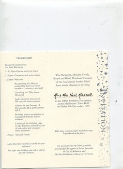 Programme of events and invitation to Mr and Mrs Neil Maxwell