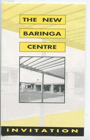 Invitation to New Baringa Centre opening with image of courtyard