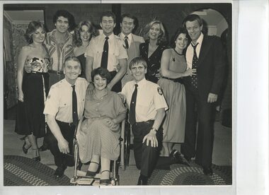 Publicity photo of the cast from the television show 'Cop Shop'