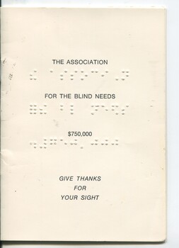 Front cover of Appeal booklet with Braille on cover