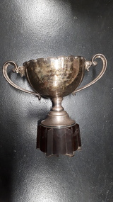 Tarnished silver trophy on bakelite pedestal