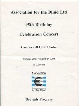 Front page with AFB logo and time and location of concert