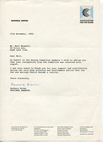 Letter from Barbara Brown to Neil Maxwell accepting his decision to resign