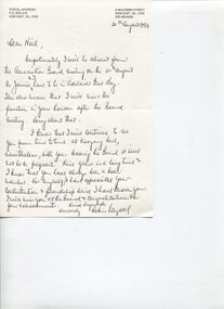Handwritten letter from Robin Pleydell to Neil Maxwell