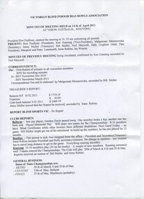 Minutes from the VIBBA meeting in April 2011