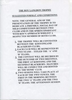Suggested guidelines for the Roy Langdon Trophy