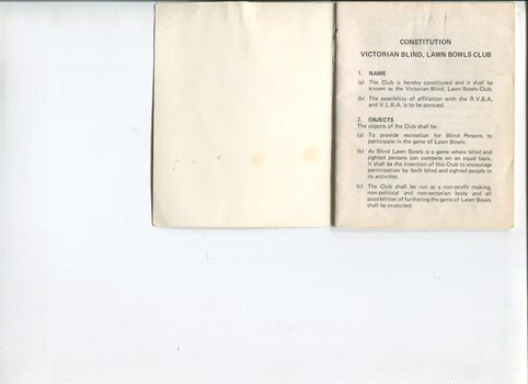 Victorian Blind Lawn Bowls Club constitution and by-laws