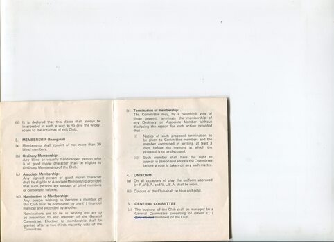 Victorian Blind Lawn Bowls Club constitution and by-laws