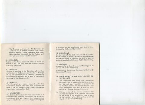 Victorian Blind Lawn Bowls Club constitution and by-laws