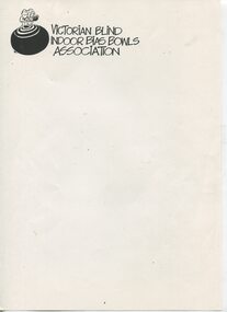 A4 page with photocopied letterhead of a cartoon lawn bowl with female and male on top