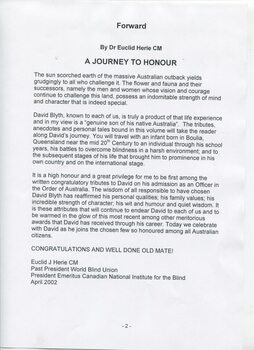 Forward and congratulations by Dr Euclid Herie 