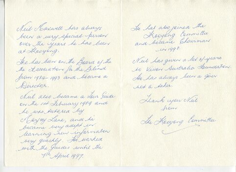 Handwritten letter signed from the Kooyong Committee