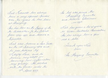 Handwritten letter signed from the Kooyong Committee