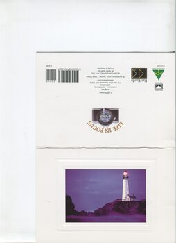 Card exterior with lighthouse picture on front