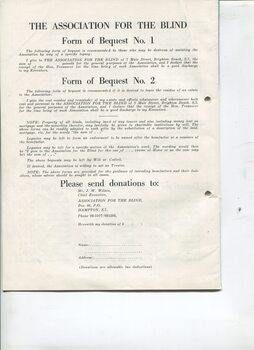Form of bequests and Advice on how to make donations