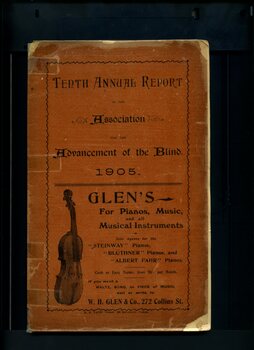 Cover and advertisement for Glen's pianos and musical instruments