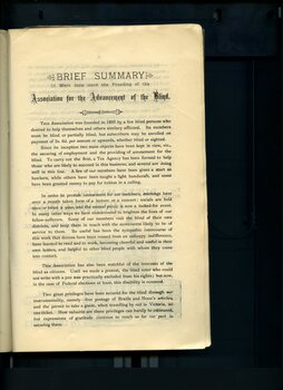 Brief summary of work done since founding of Association