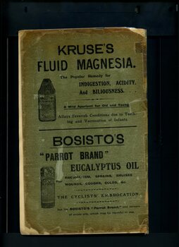 Advertisements for Kruse's Fluid Magnesia and Bosisto's Eucalyptus oil