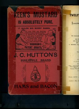 Advertisement for Keen's Mustard and J.C. Hutton's hams and bacons