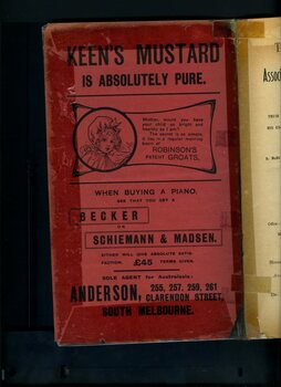 Advertisement for Keen's Mustard and Anderson piano sellers