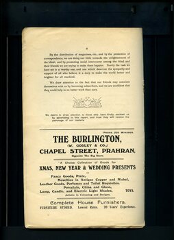 Brief summary of the work done since the Association began and advertisement for The Burlington