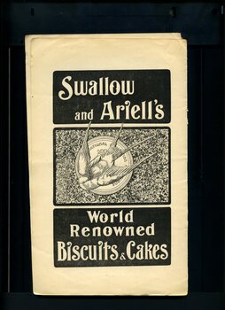 Advertisement for Swallow and Ariell's biscuits and cakes