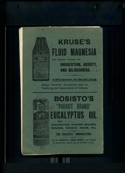 Advertisement for Kruse's Fluid Magnesia and Bosisto's Eucalyptus oil