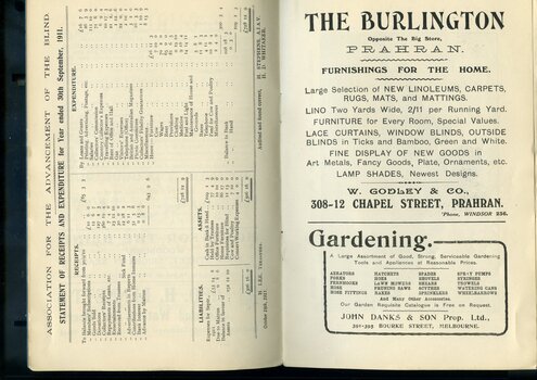 Statement of Receipts and Expenditure, Assets and Liabilities.  Advertisement for the Burlington and John Danks & Son