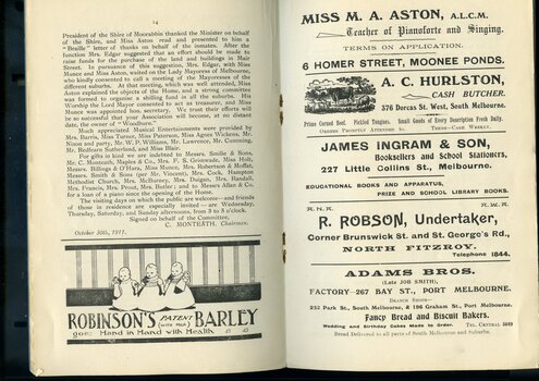 Report from the Chairman of the Adult Home for the Blind and advertisements for Robinson's Barley, Aston, Hurlston, Ingram, Robson and Adams