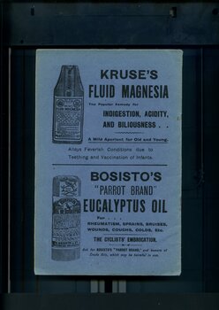 Advertisement for Kruse's Fluid Magnesia and Bosisto's Eucalyptus oil