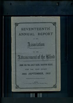 Blue front cover with edging and decorative corners